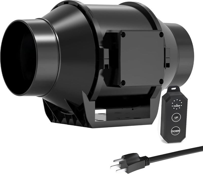 Toolazy Pro 6" Inline Duct Fan 405CFM with 10-Speed Digital Button Controller - EC Motor Ventilation Kit for Basement Dehumidification, Hydroponic Systems & Grow Tent Air Exchange (Ultra-Quiet Design) - Image 1